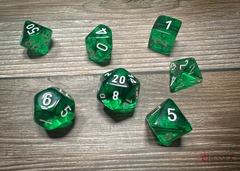 Chessex Dice - CHX23075 - Translucent Green/White Polyhedral 7-Die Set